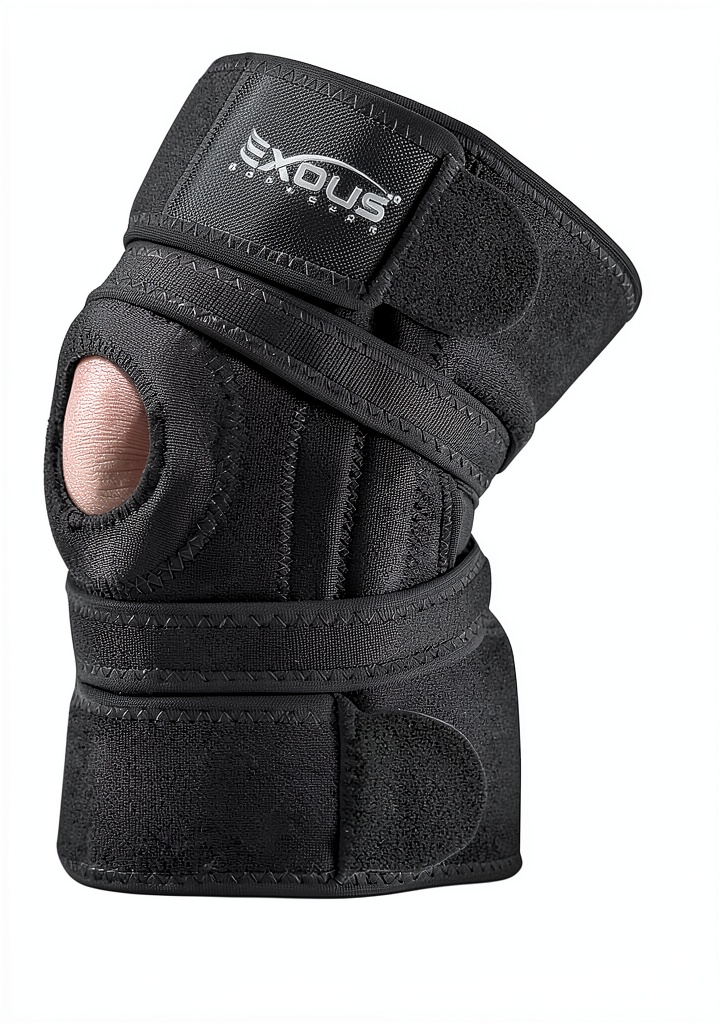 Athlete wearing EXOUS BODYGEAR knee brace during a basketball game