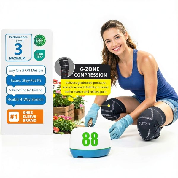 BLITZU Knee Compression Sleeves for Men Women-4