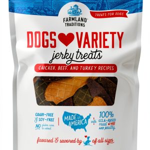 Farmland Traditions Dogs Love Jerky Dog Treats Chicken Beef Turkey 3lb-0