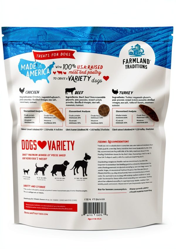 Farmland Traditions Dogs Love Jerky Dog Treats Chicken Beef Turkey 3lb-1