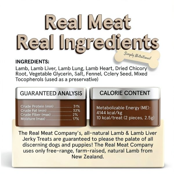 Real Meat Dog Treats 12oz Air-Dried Lamb & Liver Jerky Grain-Free-7