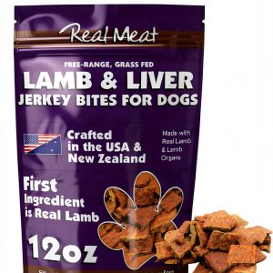 Real Meat Dog Treats 12oz Air-Dried Lamb & Liver Jerky Grain-Free-0