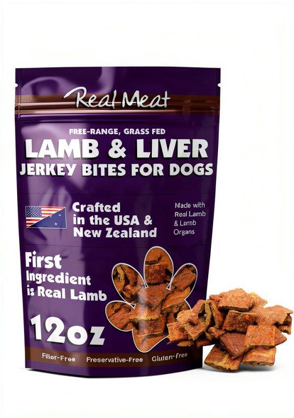 Real Meat Dog Treats 12oz Air-Dried Lamb & Liver Jerky Grain-Free-0