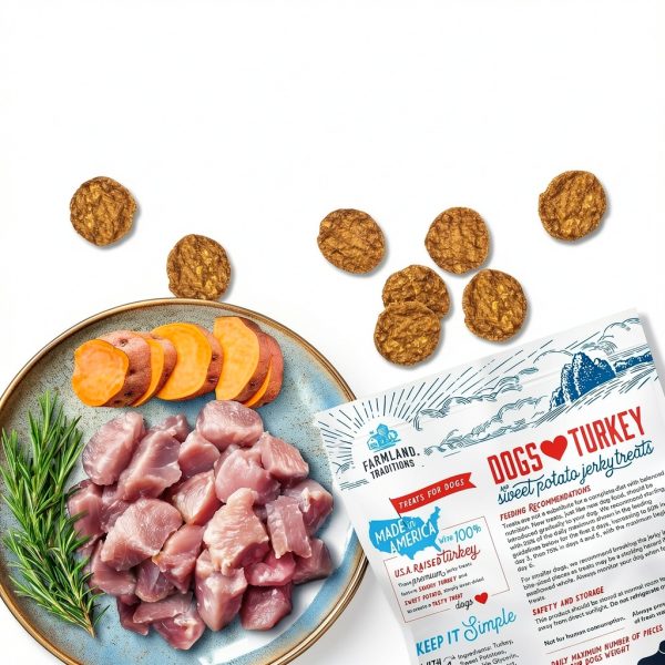 Turkey & Sweet Potato Dog Jerky Farmland Traditions - Grain-Free 1 lb-2